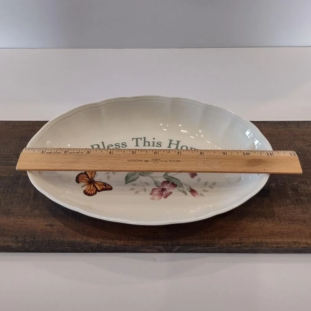 Lenox Butterfly Meadow Bless This Home Bread Tray Oval Dish 11